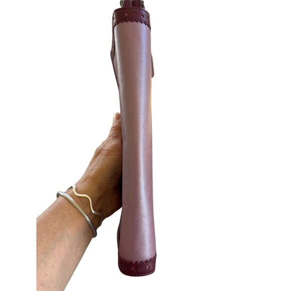 Lovecat Paris Wristlet Wallet Burgundy Pink Coin Purse Tassel 10" - Picture 9 of 9